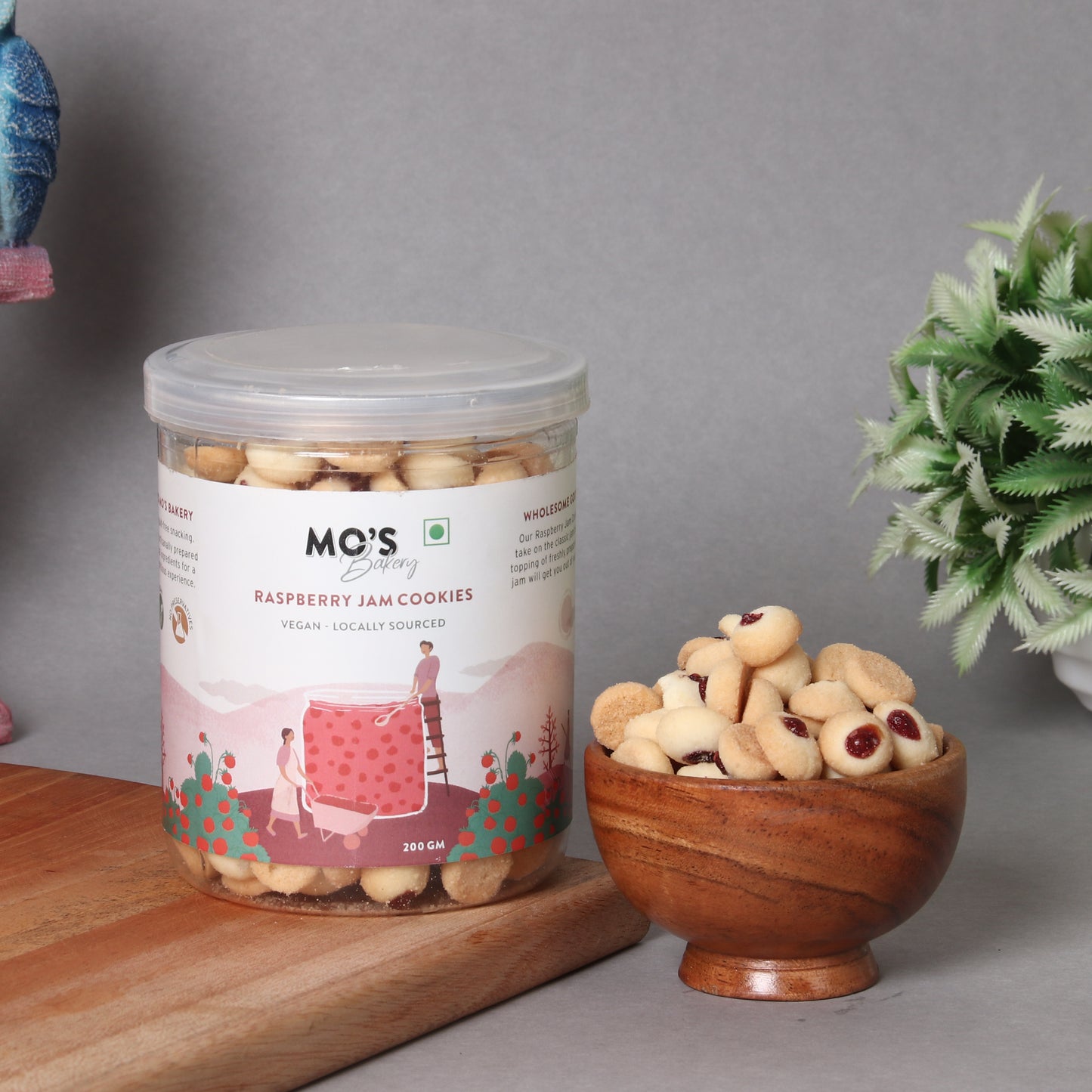 Raspberry Cookies Blue Gift Box