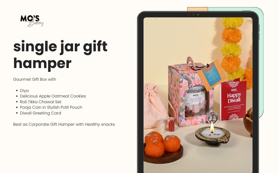 Premium Diwali Apple Cinnamon Cookies Pink Gift Box with Diya, Pooja Coin and Roli