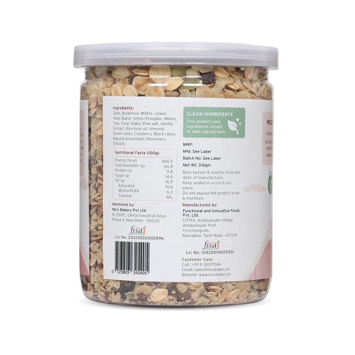 Mo's Berry Nut Crunch Millet Muesli 310 gms | 90% Whole Grains | Clean Ingredients | Source of Protein