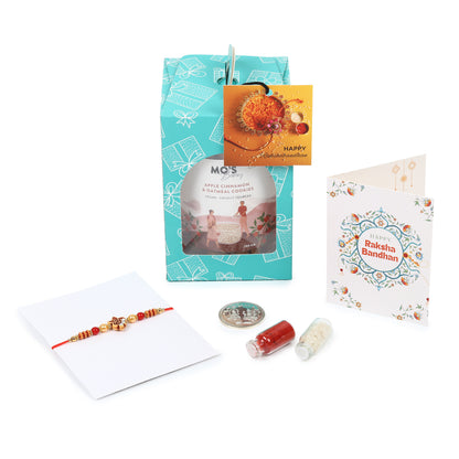 Rakhi Apple Cinnamon  Cookies Gift Box with Rakhi, Silver Coin and Roli Chawal