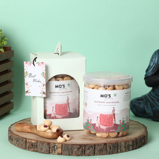 Raspberry Cookies Blue Gift Box